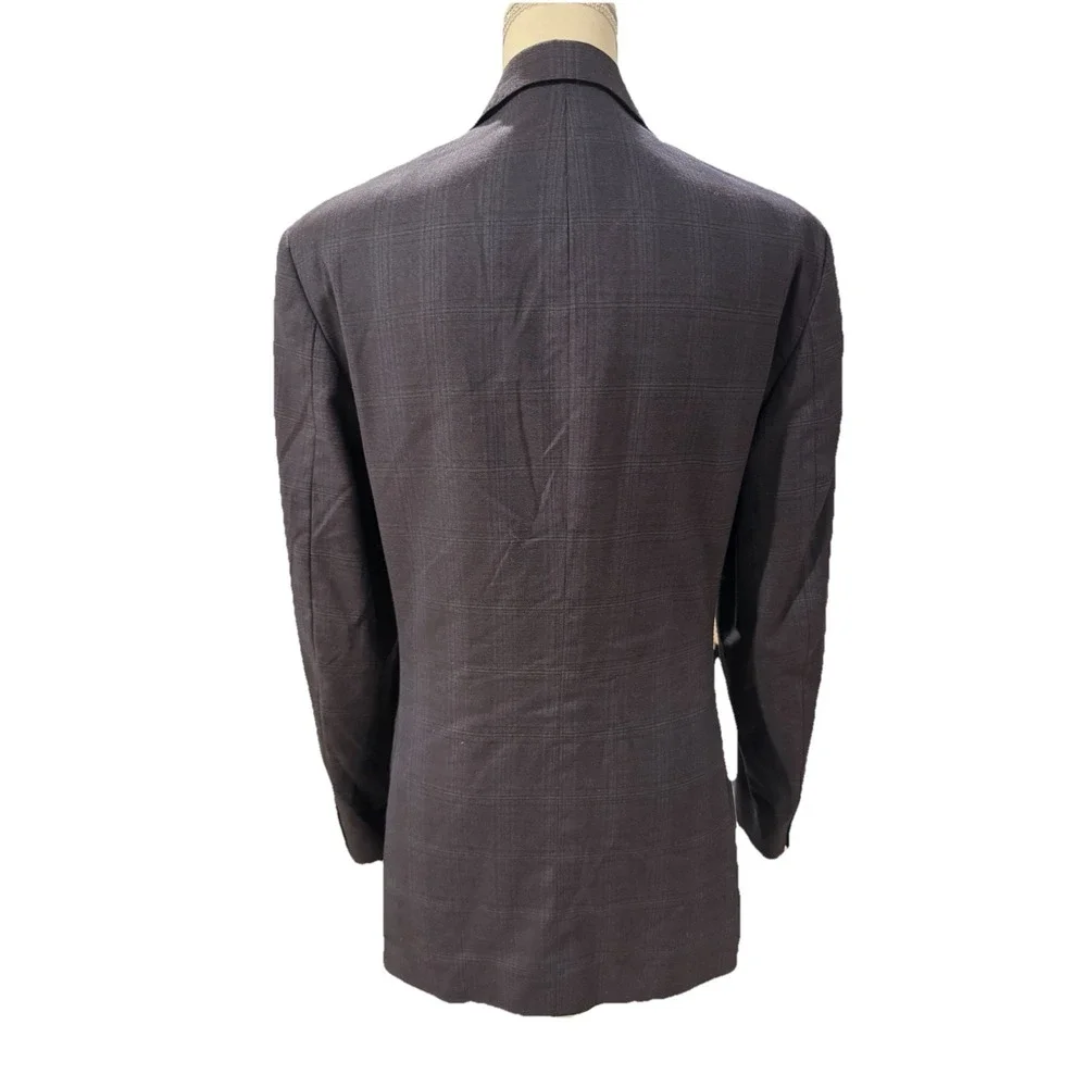 Psycho Bunny Blazer Wool Mens Sport Coat‎ Navy Plaid Sz 40L Modern Fit MINT